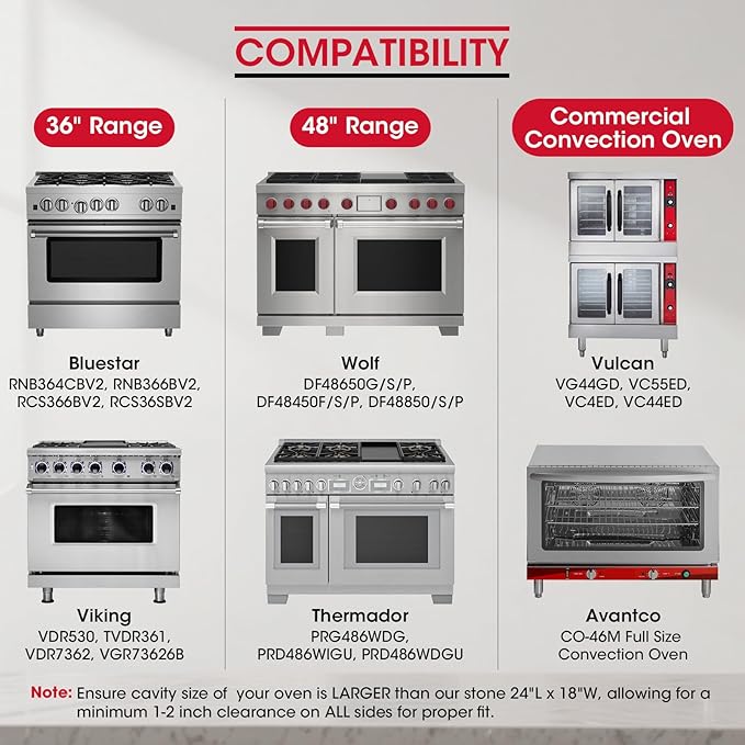 Unicook Extra Large Pizza Stone 24”x18” for X-Large Home Ovens and Commercial Ovens, Rectangular Baking Stone, Ideal for Baking Crispy Pizzas, Bread and Cookies, Heavy Weight 16.9 lbs