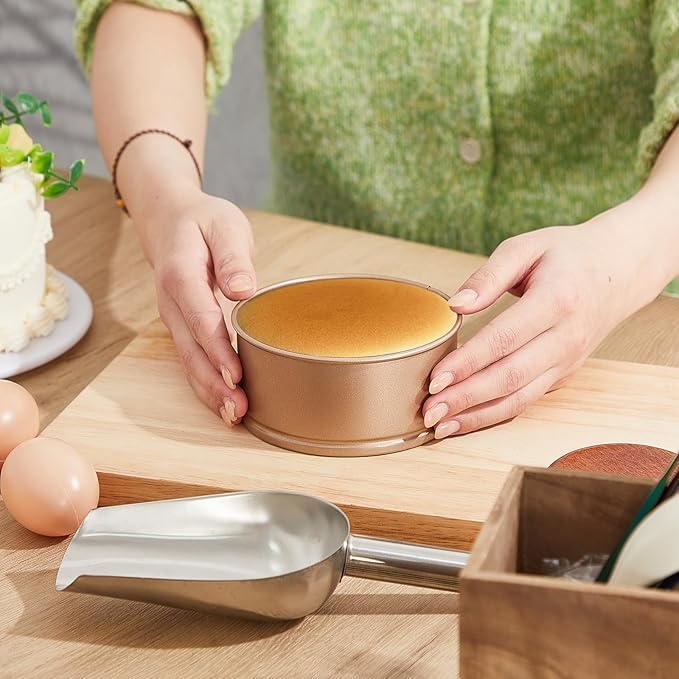 Sunnyray 8 Pcs 4 Inch Springform Pan for Baking Mini Cheesecake Pans with Removable Bottom Nonstick Leakproof Round Cake Mold Spring Form Molds for Mini Cheesecake Pizza and Quiches (Gold)