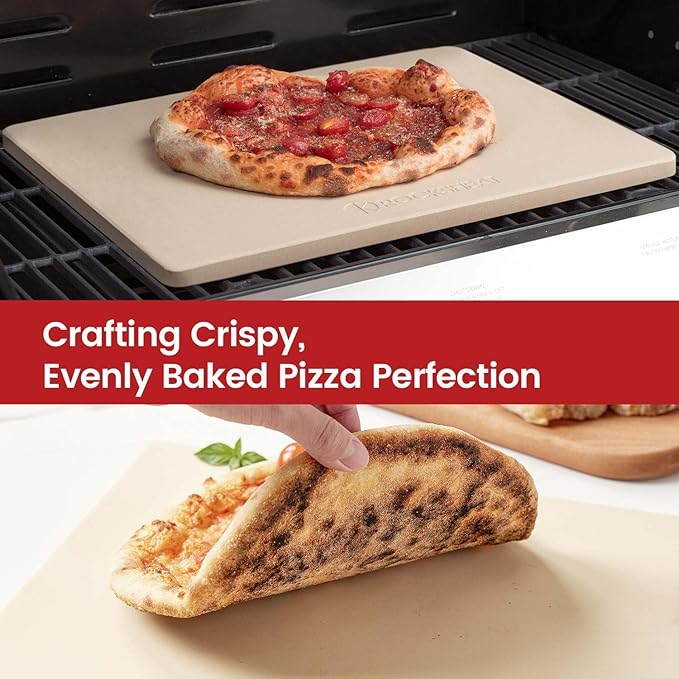 20"x 13.5" Pizza Stone, Cordierite Pizza Pan for Oven Grill and BBQ, Rectangular Large Baking Stone for Bread, Durable Cooking Stone, Thermal Shock Resistant