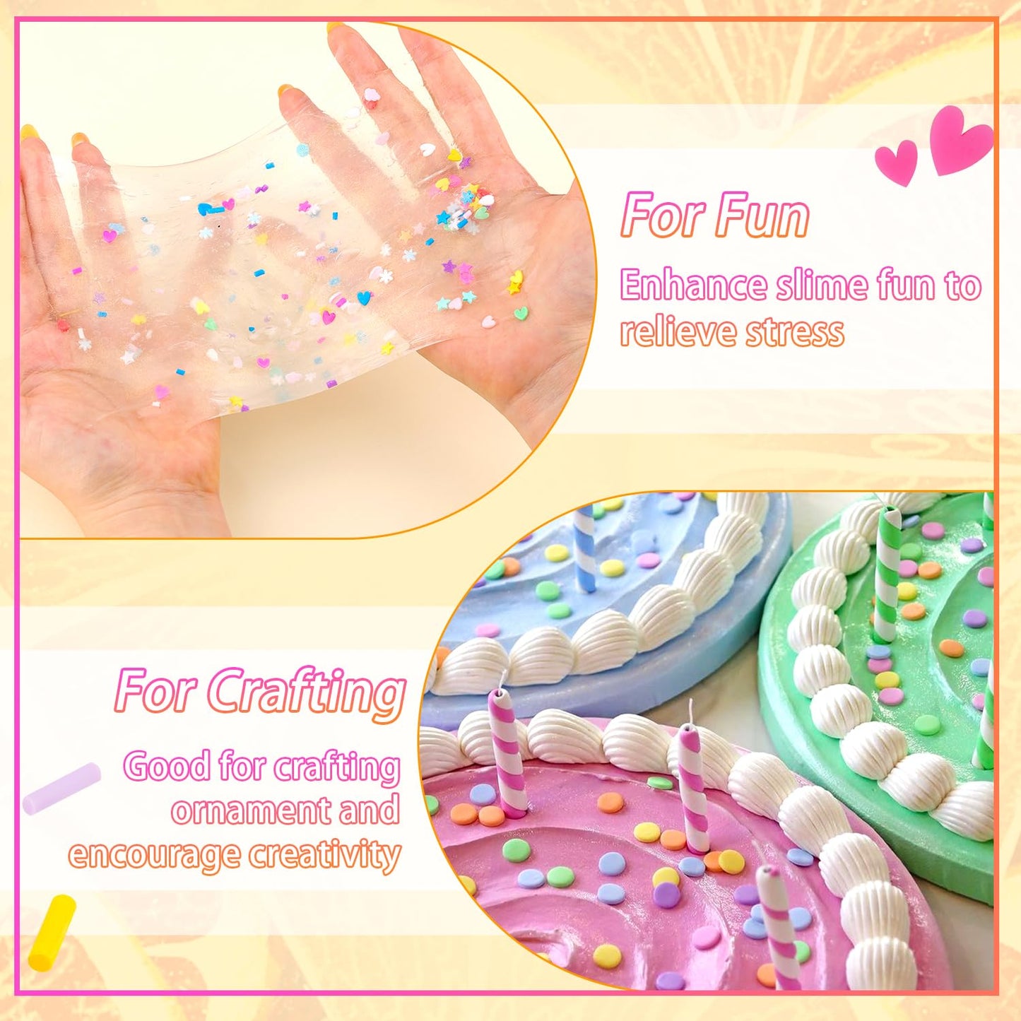 24-Grid Slime Mix Ins Non-edible Polymer Clay Slime Add Ins|Fake Sprinkles Kawaii Charms for Nail Art Design,Lip Gloss,Cellphone Decorations Assorted Sprinkle Decoration & Accessories for DIY Crafting