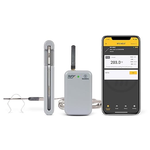 ThermoWorks RFX | Smart Wireless Meat Thermometer | Wi-Fi & Radio Frequency | Stronger Signal Than Bluetooth | Meat Probe for Use in Smoker, Grill, BBQ, Oven - 1-Probe Kit