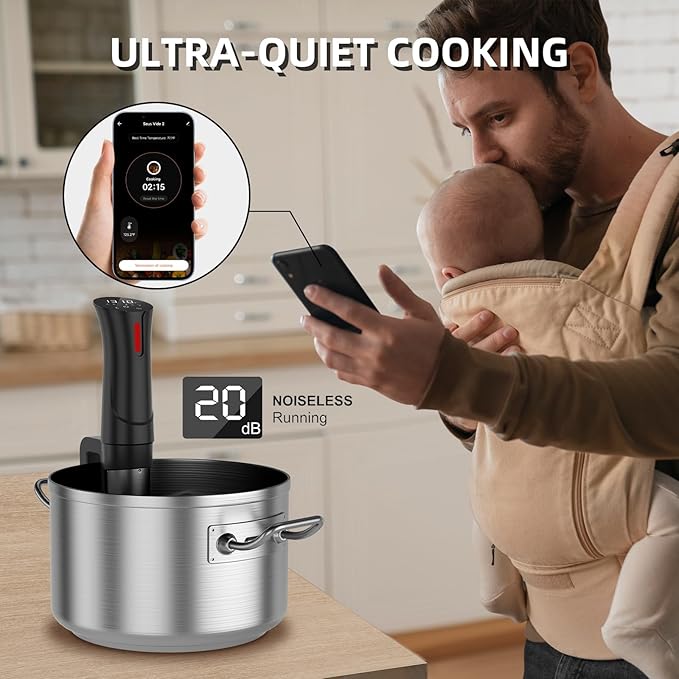 5G WIFI Sous Vide Machine|1100 Watts Sous Vide-Precision Cooker with Bag, Recipes| Thermal Immersion Circulator, Fast Heating with Accurate Temperature and Timer, LED Touch Screen/APP Control,Black