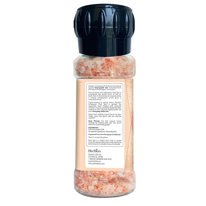 Herbion Naturals Himalayan Pink Salt Grinder Coarse Grain, 100% Pure with 84 Minerals for Seasoning, Refillable, Organic, All-Natural Salt, Triple-Washed in Spring Water, Vegan, Kosher Certified, Pack of 3