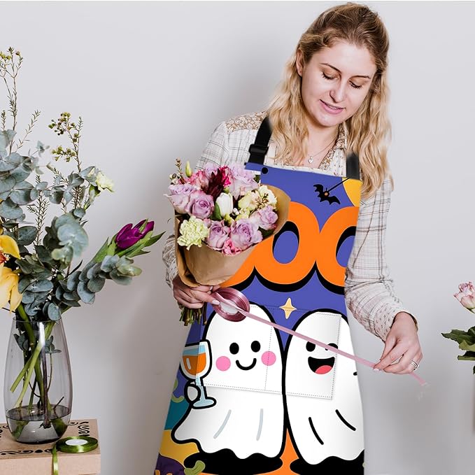 Halloween Apron Home Kitchen Cooking Baking Gardening for Women Men with Pockets waterproof 32x28 inch