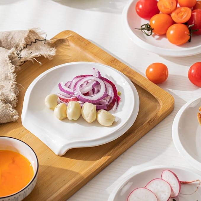 Spoon Rest for Stove Top, 5.5 Inches Kitchen Spoon Holder, Ceramic Spoon Rest Stove Top, Kitchen, Coffee, Set for 1, White