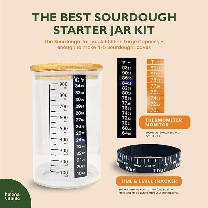Sourdough Starter Kit – Bread Baking Set with 10" Oval & 9" Round Silicone Bannetons,1000ml Starter Jar, Bread Lame, Danish Whisk, Pastry Mat,Sling, Fermentation Kit, Gift for Bakers, Moms & Wives