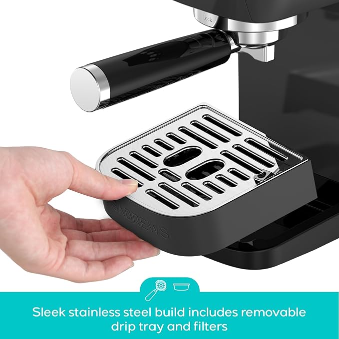 CASABREWS 3700 Essential Espresso Machine 20 Bar, Professional Espresso Coffee Machine with Steam Milk Frother, Coffee Maker Cappuccino Latte Machine with 43.9oz Removable Water Tank, Black