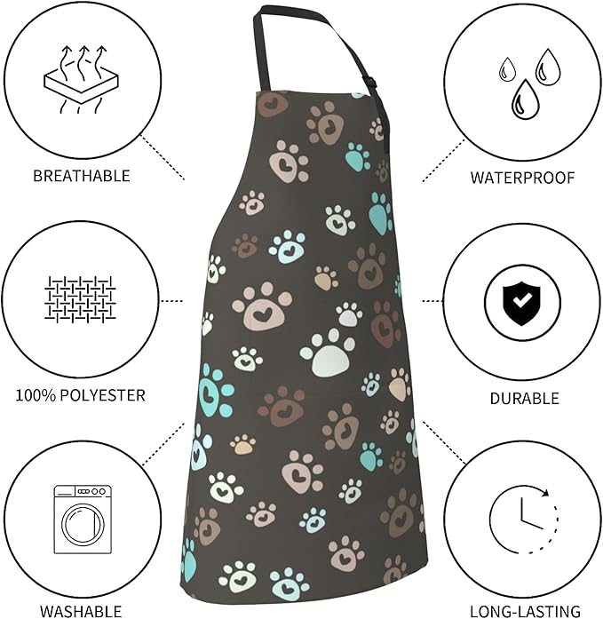 Funny Animal Apron with 2 Pockets Waterproof for Men Women Kitchen Garden Decor
