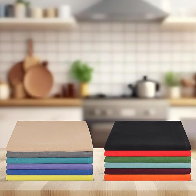 Urban Villa Napkins Solid Slub Set of 12 MUL Color Dinner Napkins Size 20X20 in Cloth Napkins Cotton Cloth Napkins Premium Quality Mitered Corner Ultra Soft Dinner Napkins