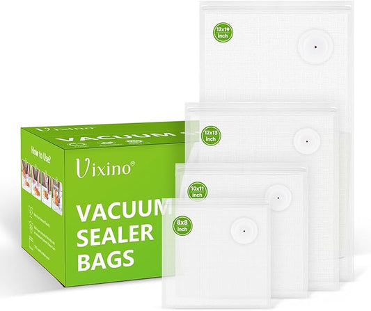 Vacuum Sealer Bags, 40 Reusable Vacuum Sealer Bags for Food, BPA-Free, Meal Prep and Sous Vide Cooking,Works for Handheld Sealer and Vac Sealer Machine with External Vacuum Systems