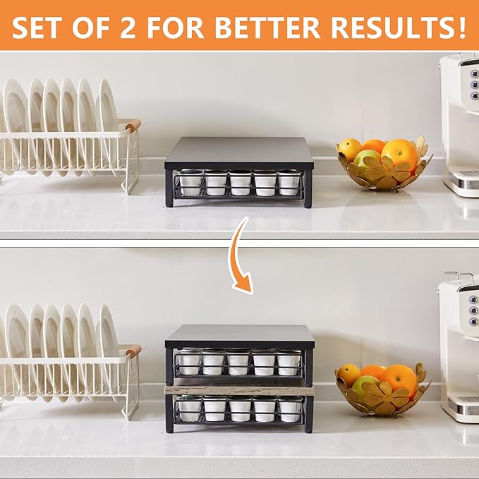 IBUYKE Coffee Pod Drawer Holder for K Cup, 35 Capacity Capsule Pods Storage Organizer,Under Coffee Pot Storage Drawer, Home Kitchen Coffee Pod Holder Counter Coffee Station UTCJ001B