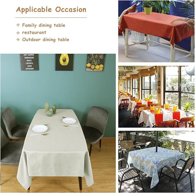 Table Cloth Rectangle Table Cover 55x95 Inches Faux Linen Wrinkle Free and Waterproof Beige Rectangle Tablecloth for Kitchen Dining Party Buffet Wedding