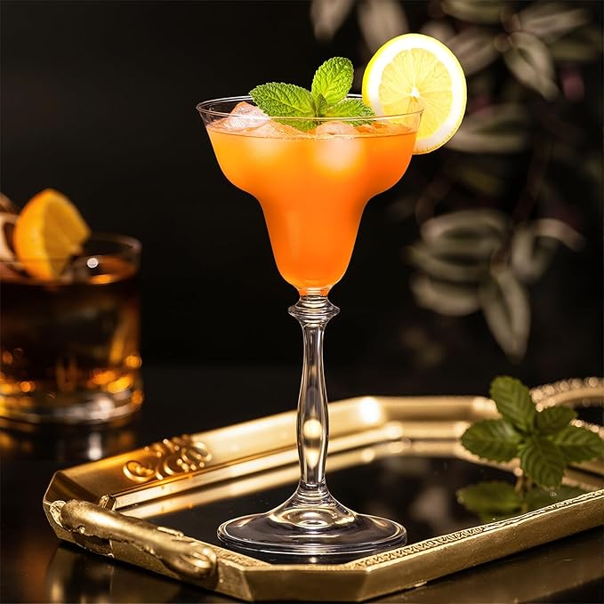 KAMMAK Margarita Glasses Set of 2, 6.7oz Crystal Coupe Glasses, Classic Cocktail Glassware for Espresso Martini, Manhattan, Modern Bar Drinkware for Party, Beach, Anniversary