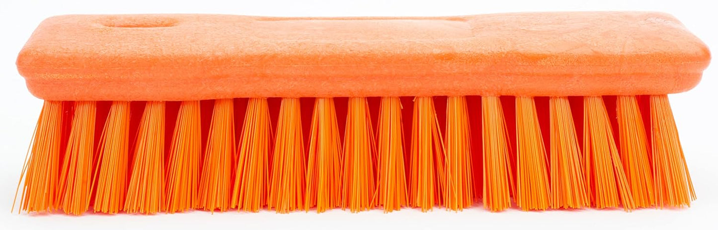 SPARTA Comfort Grip Scrub Brush Hand Brush for Bathroom, Kitchens, Countertop, Plastic, 8 Inches, Orange
