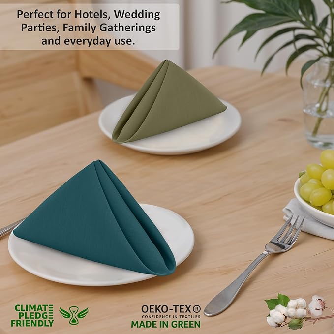 Ruvanti Cloth Napkins Set of 12, 18x18 Inches, 100% Cotton, Washable, Soft & Absorbent, Perfect for Wedding, Christmas, ‎Thanksgiving Dinners - Multi Colors