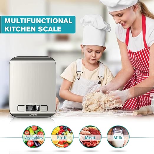Ultrean Food Scale, Digital Kitchen Scale Weight Grams and Ounces for Baking Cooking and Meal Prep, 6 Units with Tare Function, 11lb (Batteries Included)