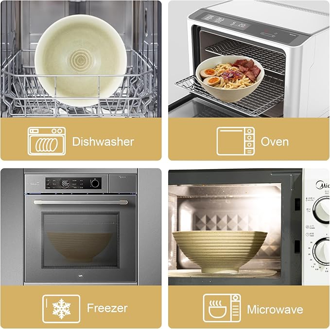 8 Inch Ceramic Ramen Bowl Set of 2, 40oz Japanese Bowls with Spoons & Chopsticks,Durable,Microwave & Dishwasher Safe,Perfect for Ramen,Pho,Salad,Soup,Noodles，Mixing bowls（Verdant）