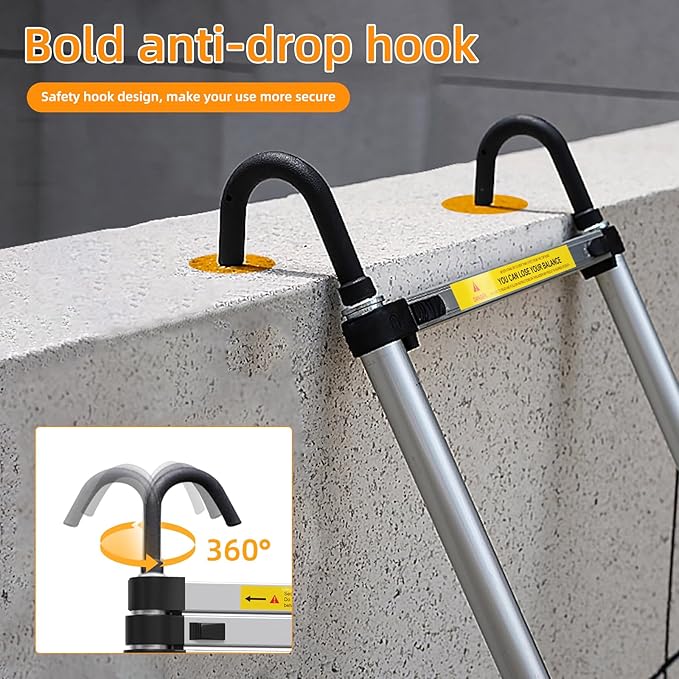 10.5ft Telescoping Ladder, Multi-Purpose Collapsible Ladder with Hook, Aluminum Extension Ladders for Home, Folding Telescoping Ladder for RV, Attic, Daily Use at Home, 330 lbs…