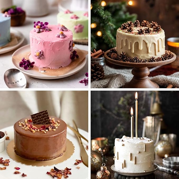 HUAKENER 4 Inch Cake Pan - Set of 3 Round Cake Pans with 100 Pieces Parchment Paper, Non-stick Cake Baking Pans, Dishwasher Safe