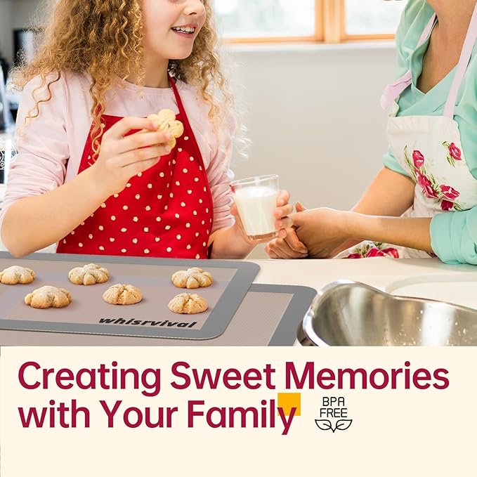 4 Pcs Silicone Baking Mat, Non-Stick Baking Mat, Food Safe Silicone Mats for Baking Cookies, Macarons, Vegetables, 480℉ Heat Resistant (Grey)