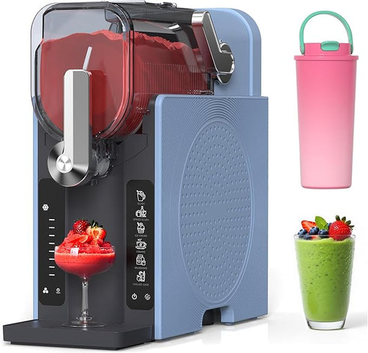 Slushie Machine, WIZAURA Slushy for Home No Ice Need, Professional Ice Cream Maker & Margarita Machine, Auto-Cleaning. 6 Presets for Milkshakes, Frappés, Frozen Drink and More, Blue, 1 Insulated Cup