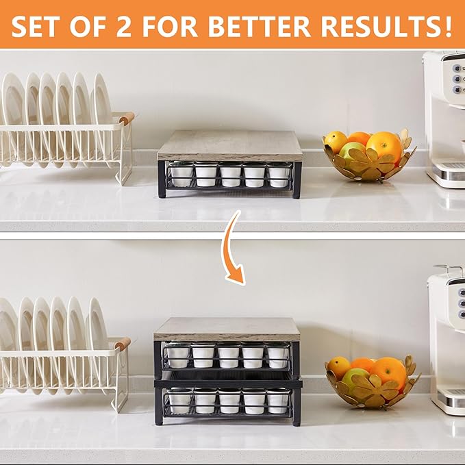 IBUYKE Coffee Pod Drawer Holder for K Cup, 35 Capacity Capsule Pods Storage Organizer,Under Coffee Pot Storage Drawer, Home Kitchen Coffee Pod Holder Counter Coffee Station,Greige UTCJ001Y