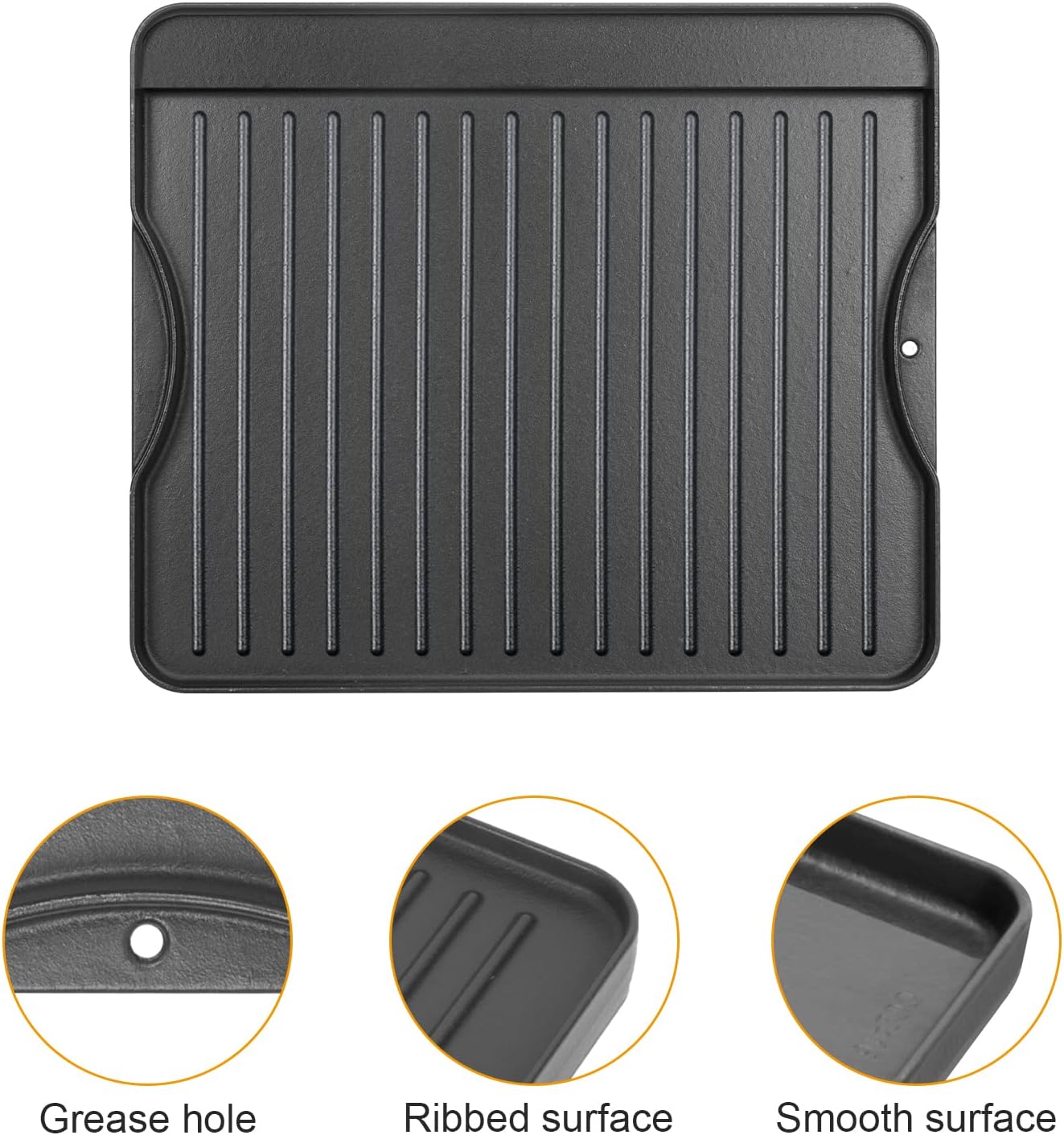 Cast Iron Cooking Griddle for Camp Chef, Reversible Double-sided Griddle for All Camp Chef 14" x 16" Outdoor Stoves 2 Burner Stove Explorer 2-Burner, 3-Burner, 2X, 3X, Single Burner Stove，1 Pack