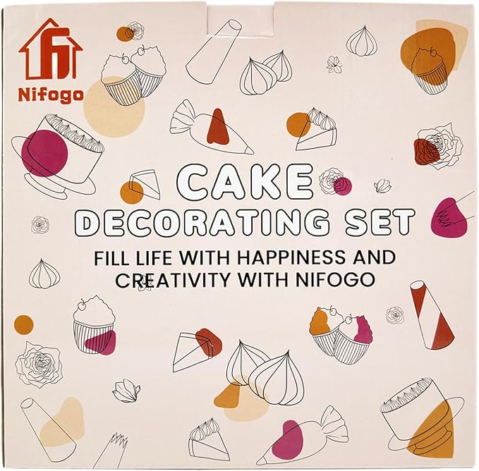 Cake Decorating Supplies Kit Tools 356pcs, Nifogo Baking Accessories with Cake Turntable, Pastry Piping Bag, Piping Icing Tips for Beginners