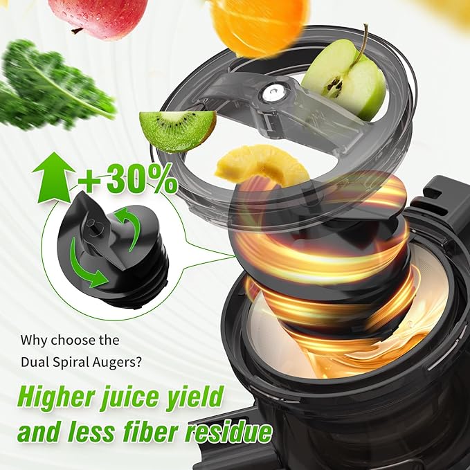 VENNXE Cold Pressed Juicer, Slow Masticating Juicers Machines for Vegetable and Fruits, Easy to Clean Juice Extractor with 50 oz Capacity and 5.7" Extra Large Feed Chute, BPA Free Electric Juice Maker