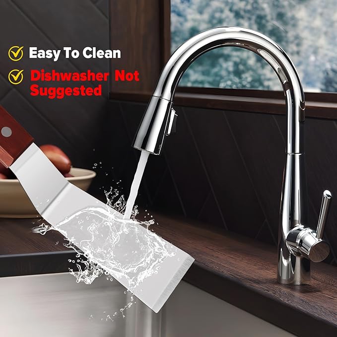 Small Metal Spatula Set for Cast Iron Skillet,Mini Wooden Spatulas for Kitchen Use,Thin Beveled Edge Stainless Steel Cookie Brownie Spatula Turner Server for Cake Egg Serving Cutting Flipping,2 Pcs