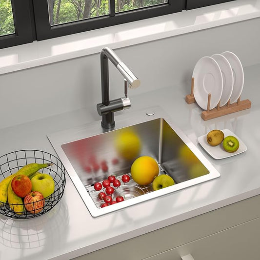 TORVA 18 Inch Kitchen Sink, 16 Gauge Stainless Steel Bar Sink Topmount Single Bar/Prep Basin, 9 Inches Deep