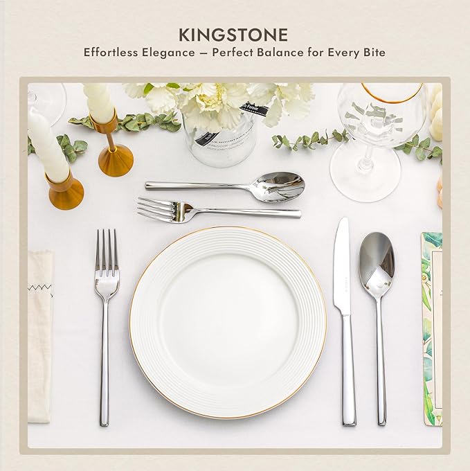 KINGSTONE Dinner Forks Set, 16-Piece Silverware Flatware Cutlery Dessert Forks (8.3-Inch), Forged Food-Grade Stainless Steel, Mirror Finish & Dishwasher Safe, Use for Kitchen, Home, Wedding, Party