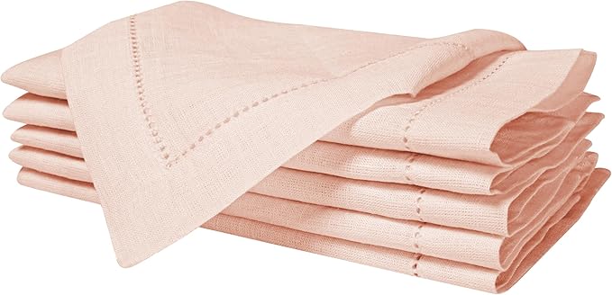 Bedding Craft Linen Napkins Set of 4 Rose Water -100% Linen Size 18"x18" with Retail Gifting Package,Wedding, Dinner Napkins, Fabric, Machine Washable Dinner Hemstitched