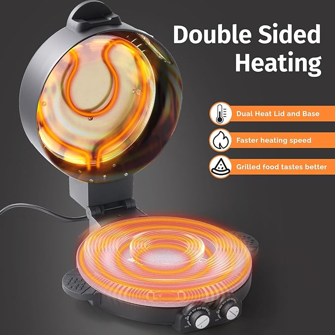 12" Electric Pizza Oven-Countertop Pizza Maker with Timer &Temperatures Control, Perfect for Pizzas/Pancake/Quesadillas/Cookies (black)