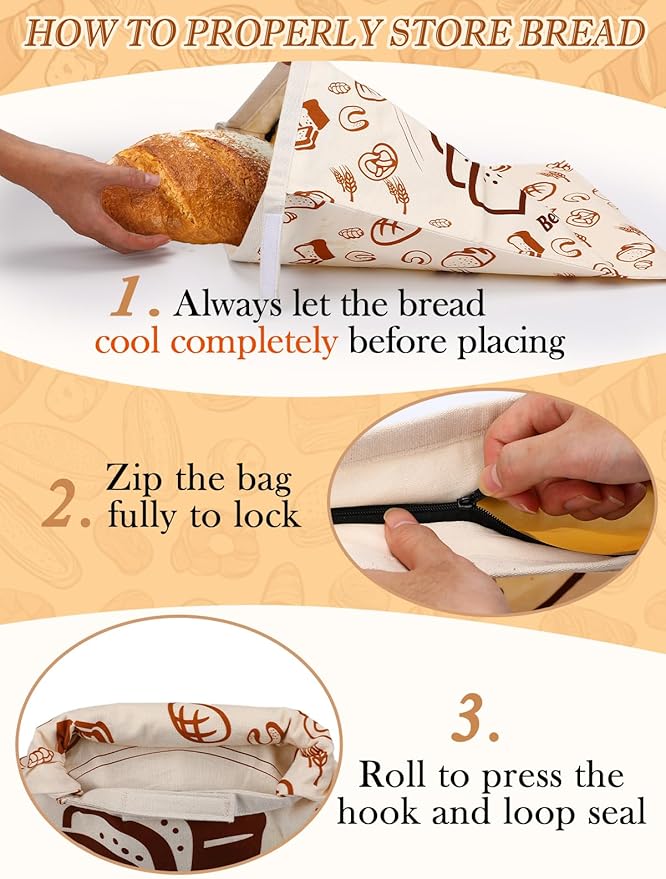 ANPHSIN 2 pcs Natural Beeswax Bread Bags with Sealing Zipper - 13''x16.7'' Reusable Sourdough Storage Wraps for Homemade Bread, Keeping Food Fresh, Gifts for People Who Love Baking, 2 Patterns