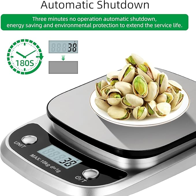 Digital Food Scale, 22 lbs/10kg Multifunction Kitchen Scale with Large Back-lit LCD Display and Tare Function for Cooking Baking Diets