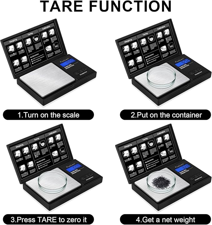 Fuzion Gram Scale, Pocket Scale .01 Gram Accuracy, 200g Small Digital Scale for Food, Jewelry, Herb, Spice, Coin - Weight Gram and Oz - 100g Calibration Weight