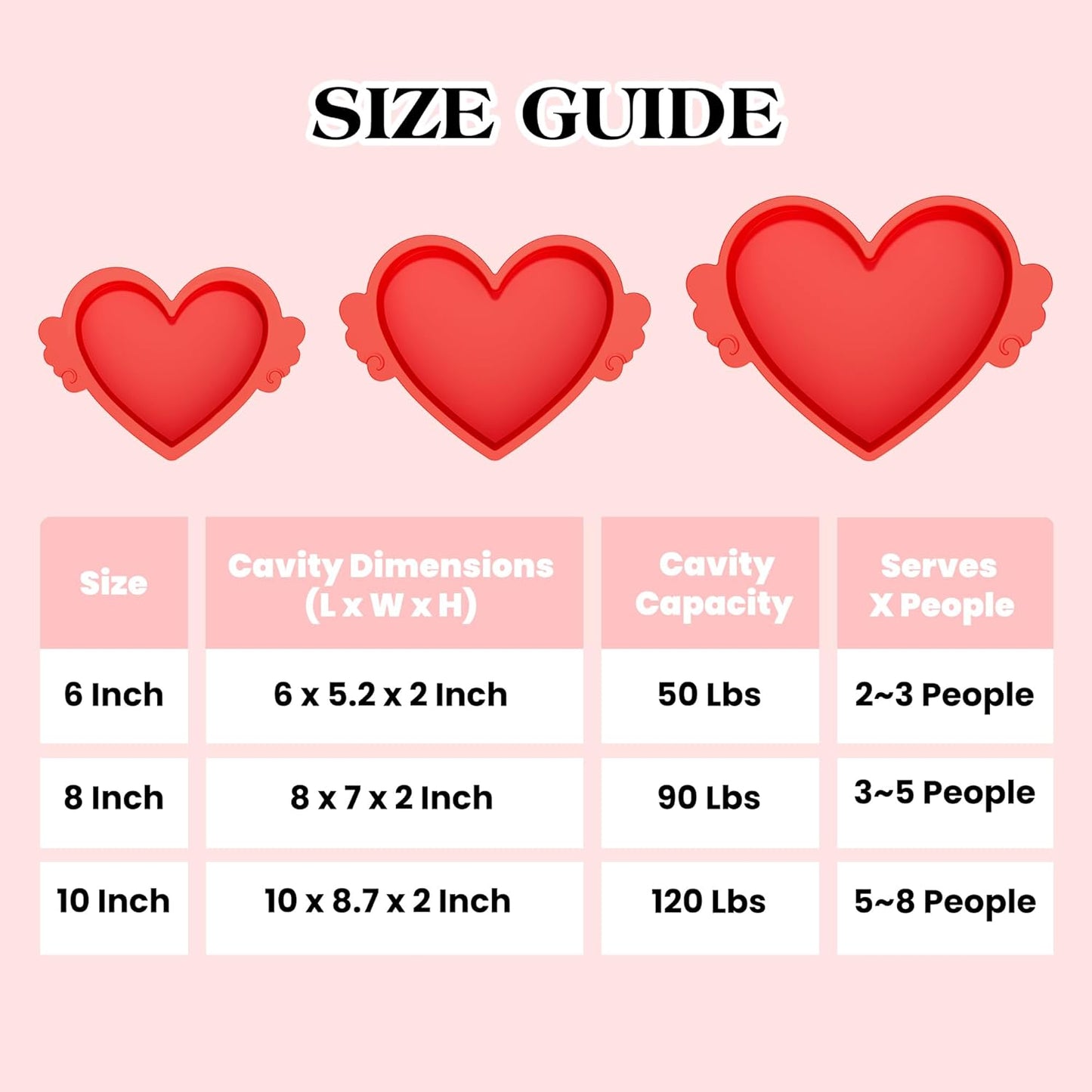 8 Inch Heart Shaped Cake Pans with Metal Reinforced Frame Silicone Heart Cake Pan Nonstick Silicone Molds for Baking Set of 2 (Red)