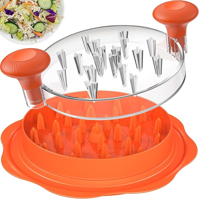 10'' Pro Chicken Shredder Tool Twist Large for Kitchen, BPA-Free Food-Safe Meat Grinder, Visible Chicken Breast Meat Shredder with Strong Anti-Slip Bottom & Ergonomic Handle, Orange