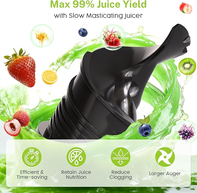 Kndko Cold Press Juicer, Premium Juicer Machines with 5.4" Extra Wide Feed Chute Juice Extractor Machine, High Juice Yield Slow Masticating juicer for Whole Vegetables & Fruits