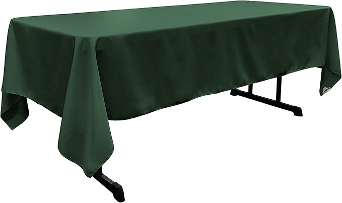 LinenTablecloth 60 x 102-Inch Rectangular Polyester Tablecloth Hunter Green