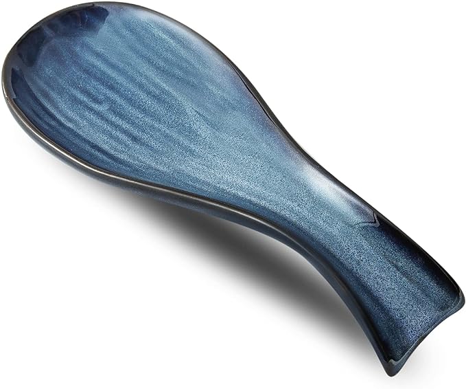Hasense Ceramic Spoon Rest for Stove Top, Porcelain Spoon Holder for Kitchen Counter Cooking Utensil Home Decor, Navy
