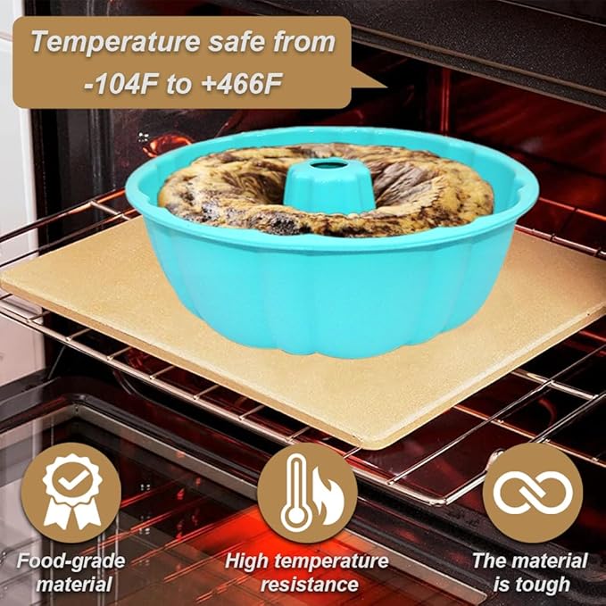 10 inch Silicone Bundt Cake Pan, Non-Stick Silicone Fluted Pans, ome Baking DIY Cake Mold for Cake, Jelly, Bread, Chocolate, Para Gelatinas (Red) (Blue, 1 Pack)