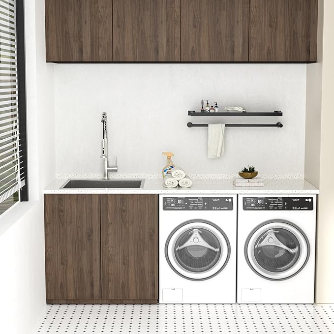 Lordear 12 Inch Deep Laundry Sink Drop In 25"x22"x12" Deep In Laundry Utility Sink Drop-in Topmount Single Bowl Sink 16 Gauge Stainless Steel Kitchen Laundry Room Sinks