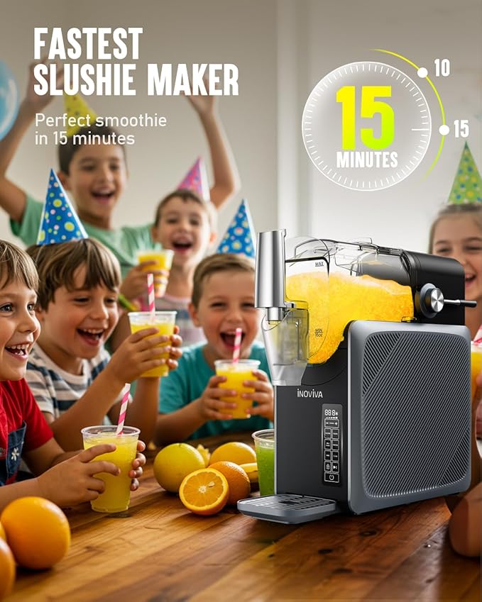Slushie Machine, No Ice Needed, 88 oz INOVIVA Slushy Machine for Home with Self-Cleaning Function, Professional Frozen Drink Maker, 5 Preset Programs, Frozen Margaritas, Frappés, Milkshake, and More