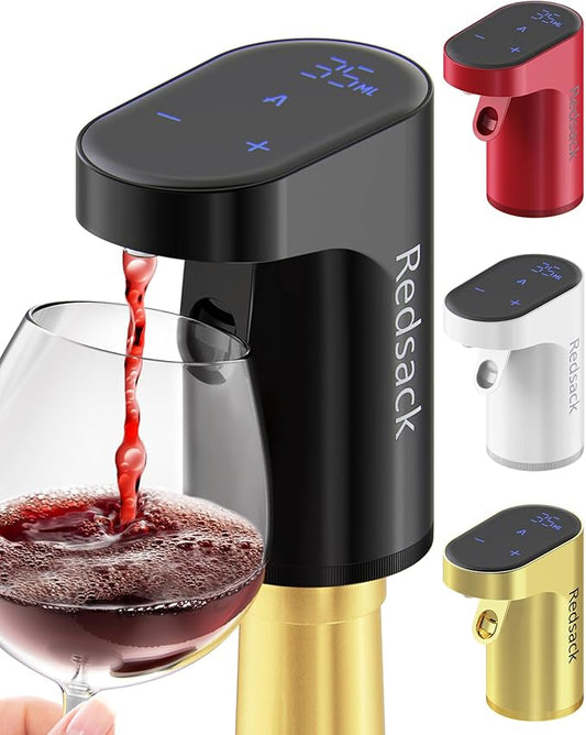 Smart Digital Wine Dispenser for Home Bar & Electric Aerator with Auto Stop, 1-999ML Quantitative Pour & Hands-Free Sensor for Wine, Whiskey, Spirits - Ideal Gift for Men, Dad, Him (Black)