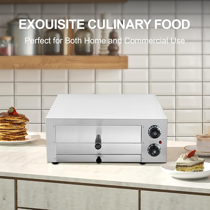 14" Electric Pizza Oven,Stainless Steel Countertop Pizza Oven with temperature and Timer for Kitchen Commercial Use