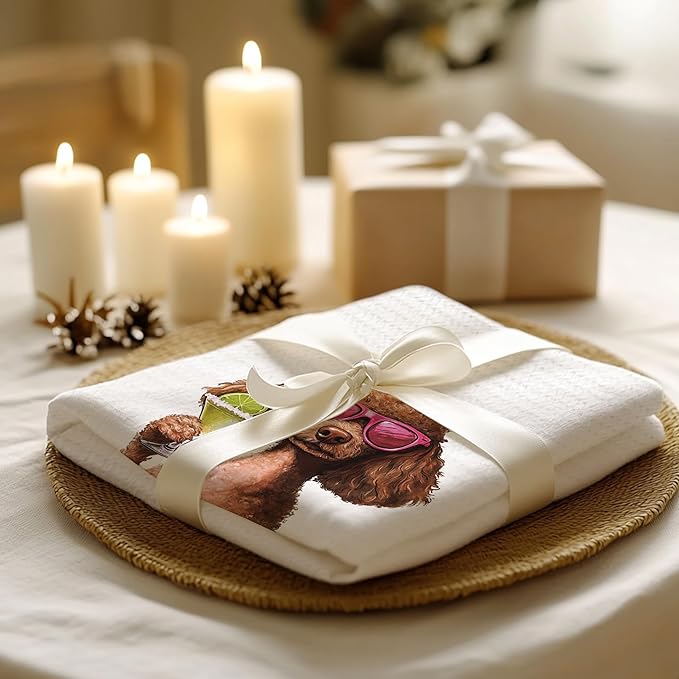 Cabana Bro Funny Cocktail Poodle Kitchen Towels, Poodle Mom Lover Gifts Dish Tea Hand Towels for Kitchen Bar Cart Decor, Gifts for Cocktail Lovers, Bar Towel for Bartender, 16x24 Inches