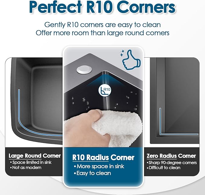 ROVOGO 20x16x9 in. Kitchen Sink Black Top Mount Single Bowl 2 Hole, 304 Stainless Steel Handmade Drop-in Bar Prep Small Sink