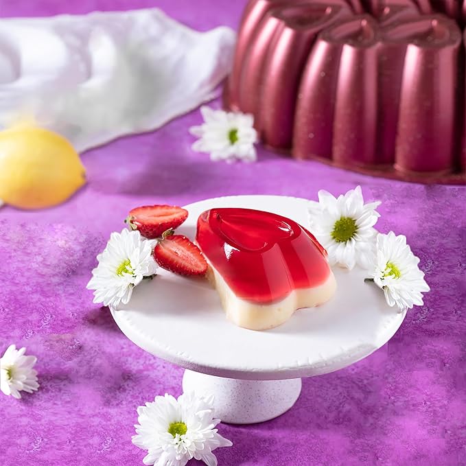 Heart Shape Aluminum Cake Pan, Titanium Coating, Non-Stick, 12 Cups, Gifts for Mom, 10 Inch Baking Mold, Cast Aluminum Fluted Tube Pan, Easy to Clean (2-Pack, Black-Red)